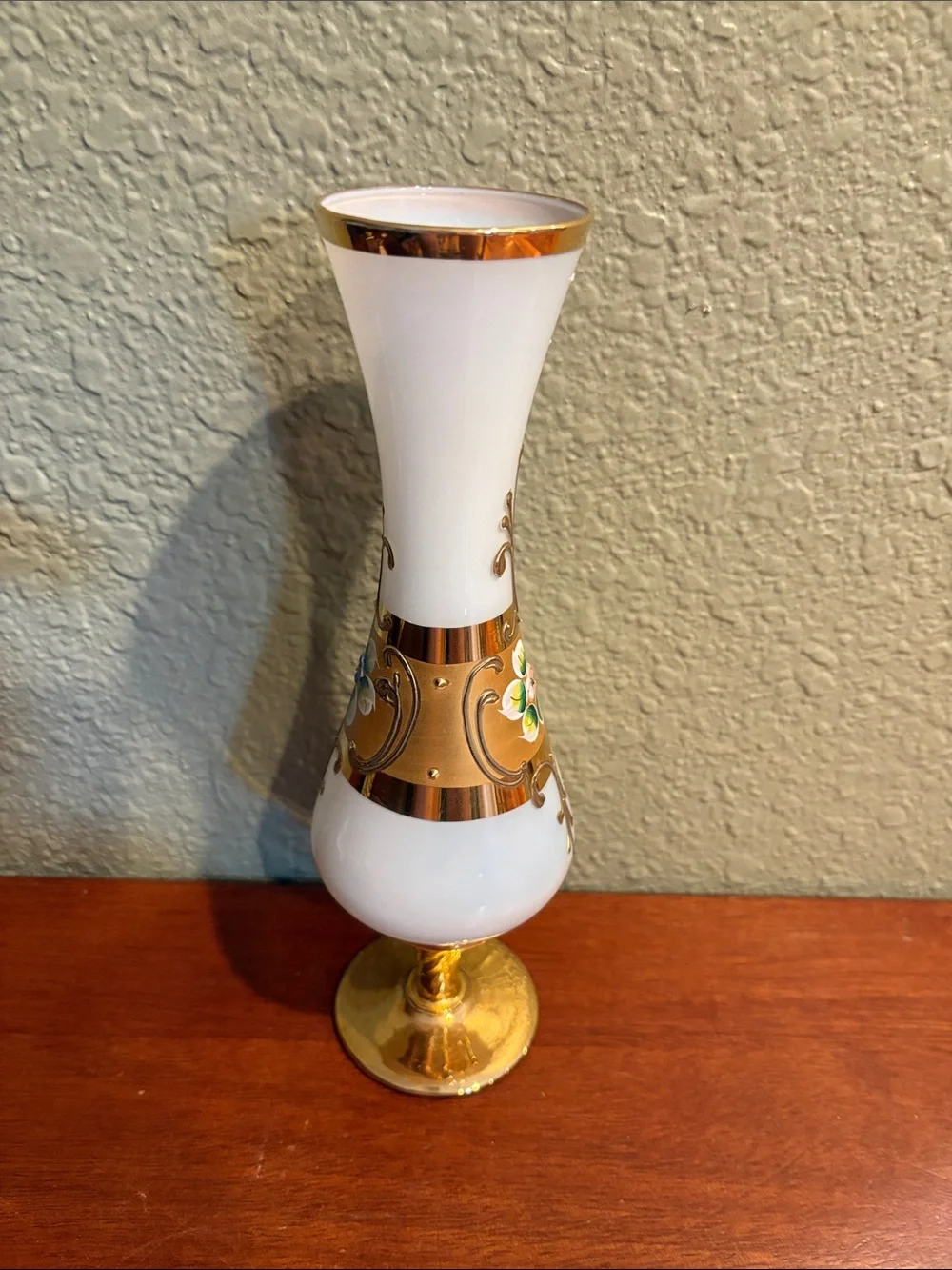 Vintage Bristol Decorative Glass Bud Vase with Floral Accent - Made in Italy
